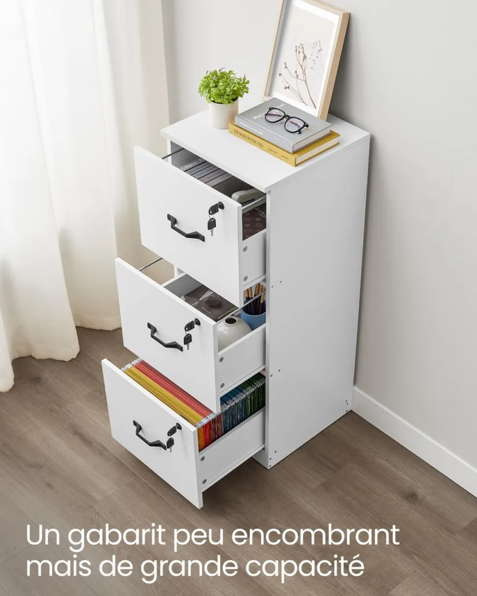 New SONGMICS Caisson de Bureau Blanc