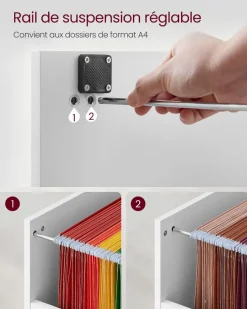 New SONGMICS Caisson de Bureau Blanc