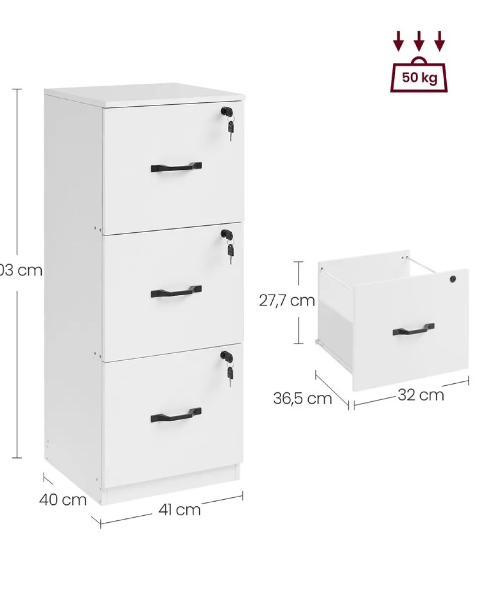 New SONGMICS Caisson de Bureau Blanc