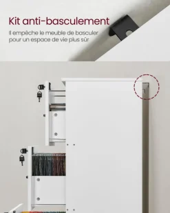 New SONGMICS Caisson de Bureau Blanc