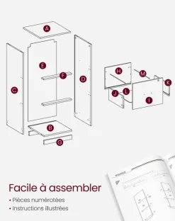 New SONGMICS Caisson de Bureau Blanc