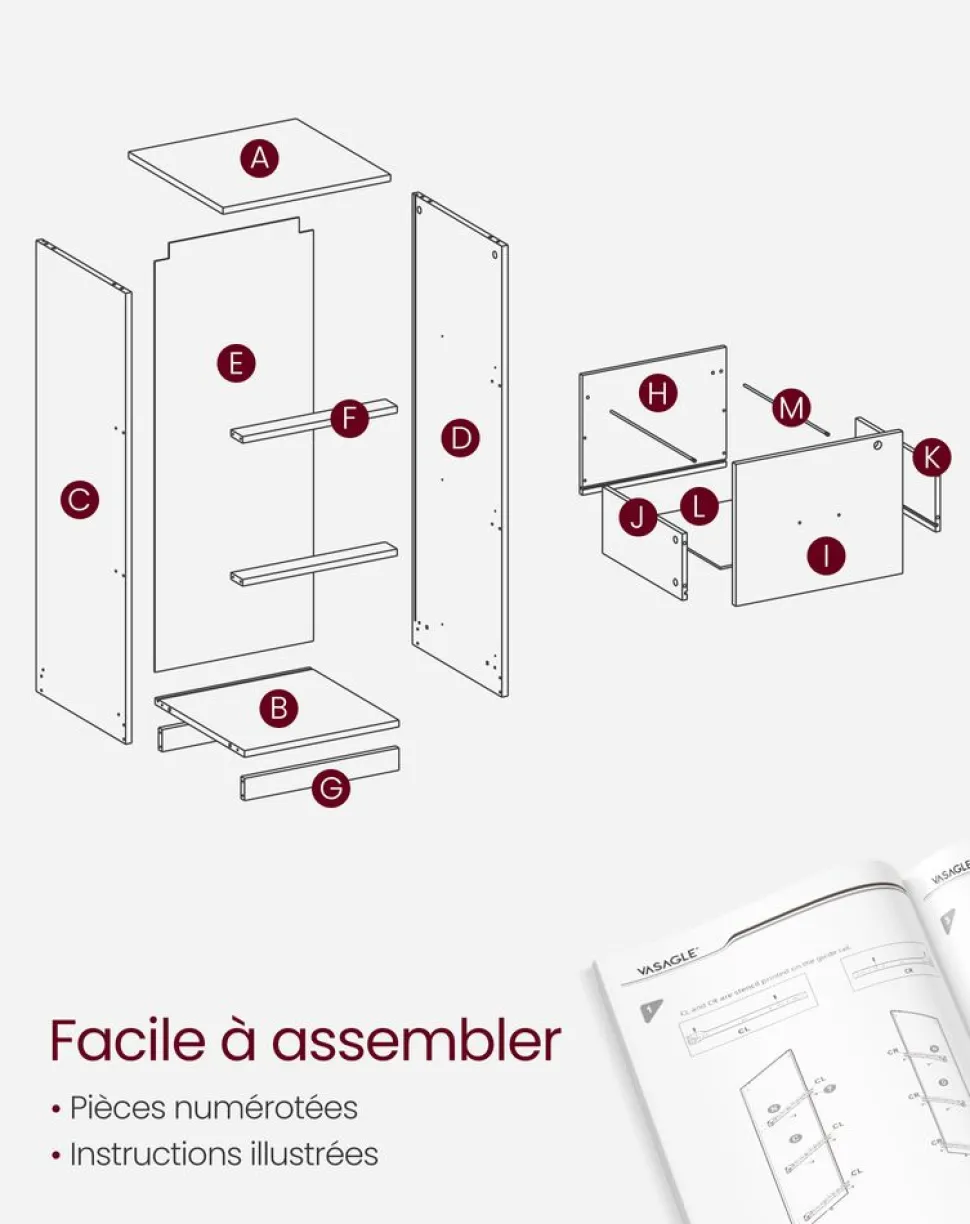 New SONGMICS Caisson de Bureau Blanc