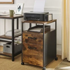 Shop SONGMICS Caisson de bureau à 2 portes en acier noir