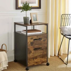 Shop SONGMICS Caisson de bureau à 2 portes en acier noir