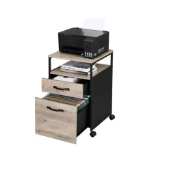 Shop SONGMICS Caisson de bureau à 2 portes en acier noir