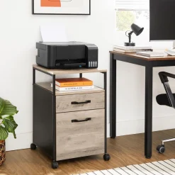 Shop SONGMICS Caisson de bureau à 2 portes en acier noir