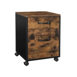 Discount SONGMICS Caisson de bureau 3 tiroirs mobile industriel Marron Rustique + Noir