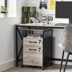 Online SONGMICS Caisson de bureau 2 tiroirs marron rustique et noir Marron Rustique + Noir