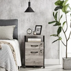 Online SONGMICS Caisson de bureau 2 tiroirs marron rustique et noir Marron Rustique + Noir