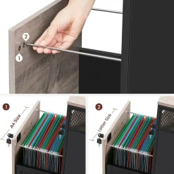 Online SONGMICS Caisson de bureau 2 tiroirs marron rustique et noir Marron Rustique + Noir