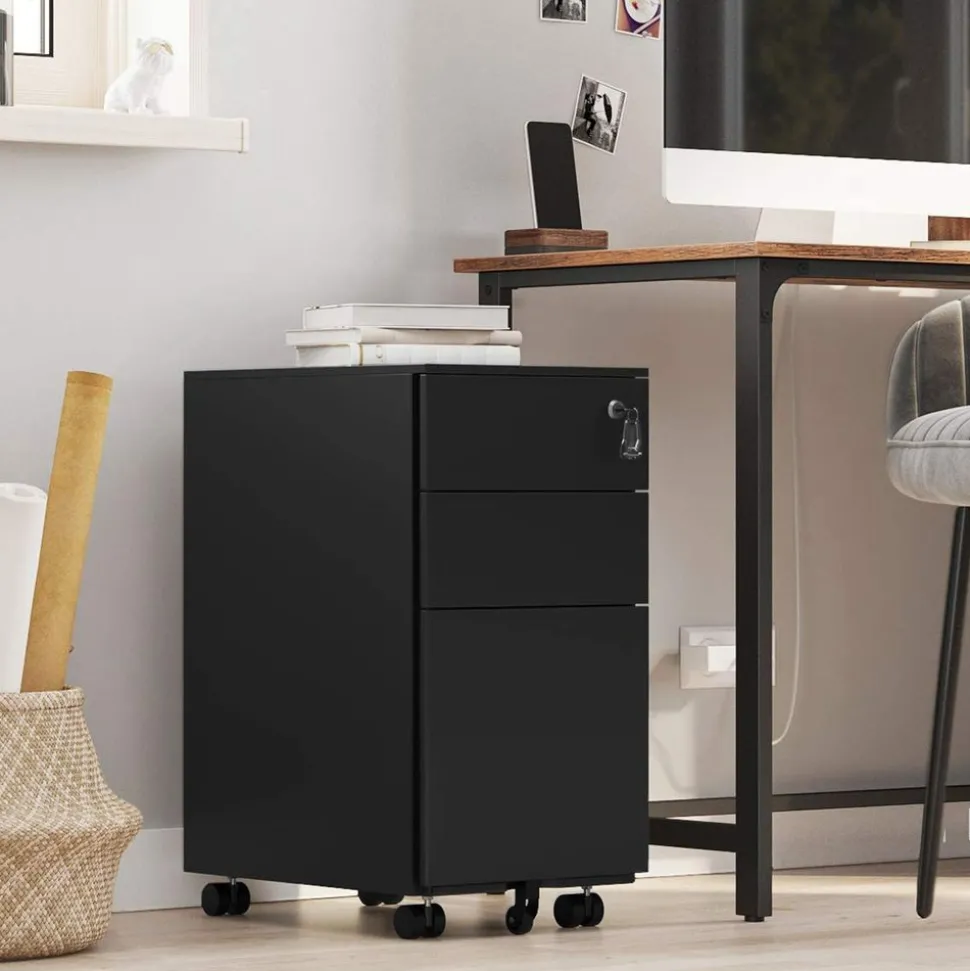 New SONGMICS Caisson de bureau mobile avec 4 tiroirs blanc nuage