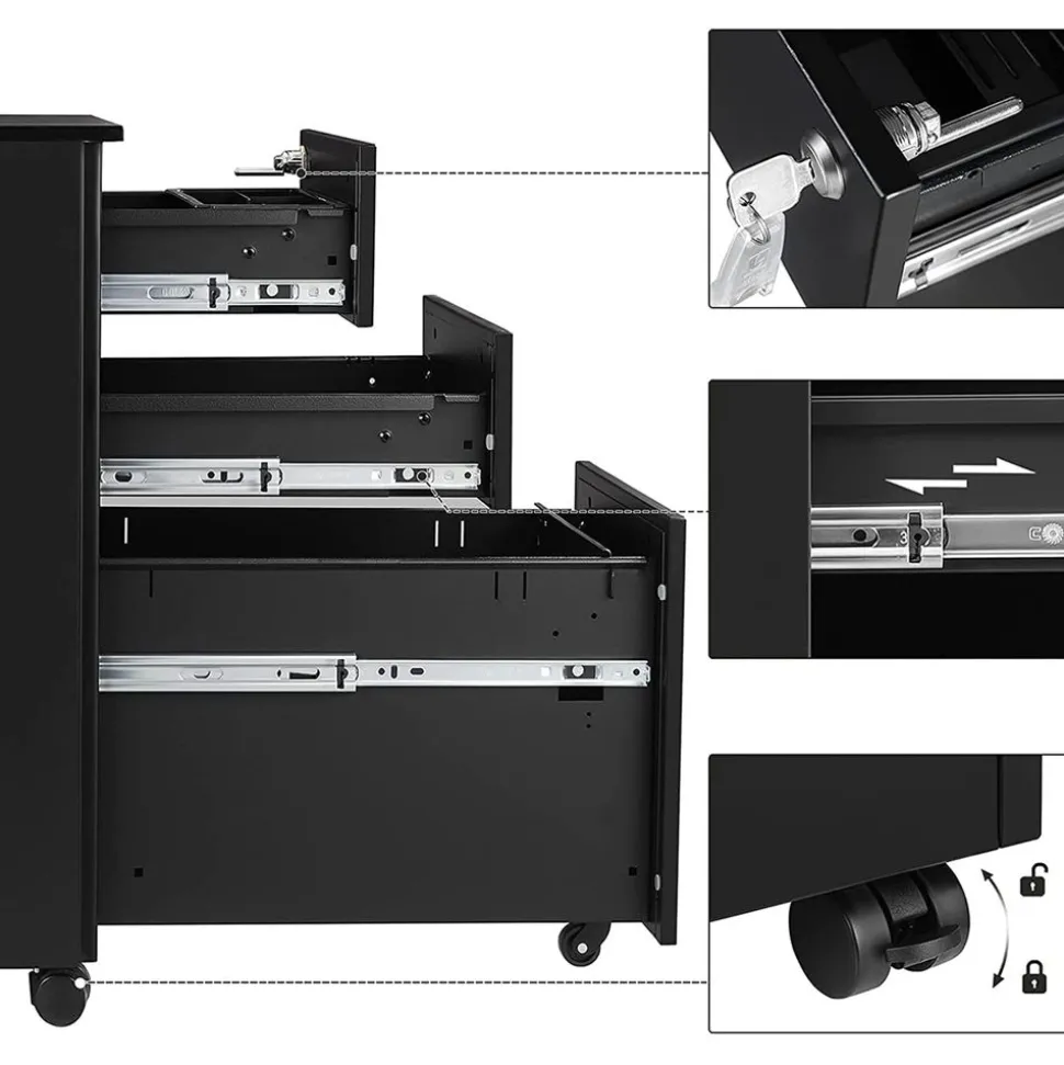 New SONGMICS Caisson de bureau mobile avec 4 tiroirs blanc nuage