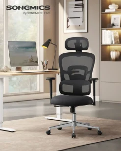 Sale SONGMICS Chaise bureau ergonomique en toile 53 cm noir d'encre