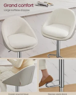 Clearance SONGMICS Chaise de Bar Réglables en Hauteur