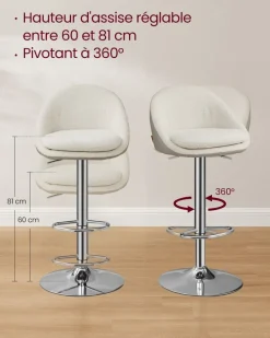 Clearance SONGMICS Chaise de Bar Réglables en Hauteur