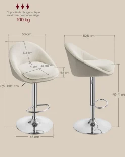 Clearance SONGMICS Chaise de Bar Réglables en Hauteur