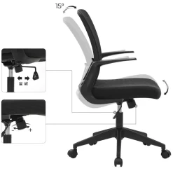 Discount SONGMICS Chaise de bureau accoudoirs Blanc