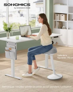 Outlet SONGMICS Chaise de bureau appui-tête maille Blanc