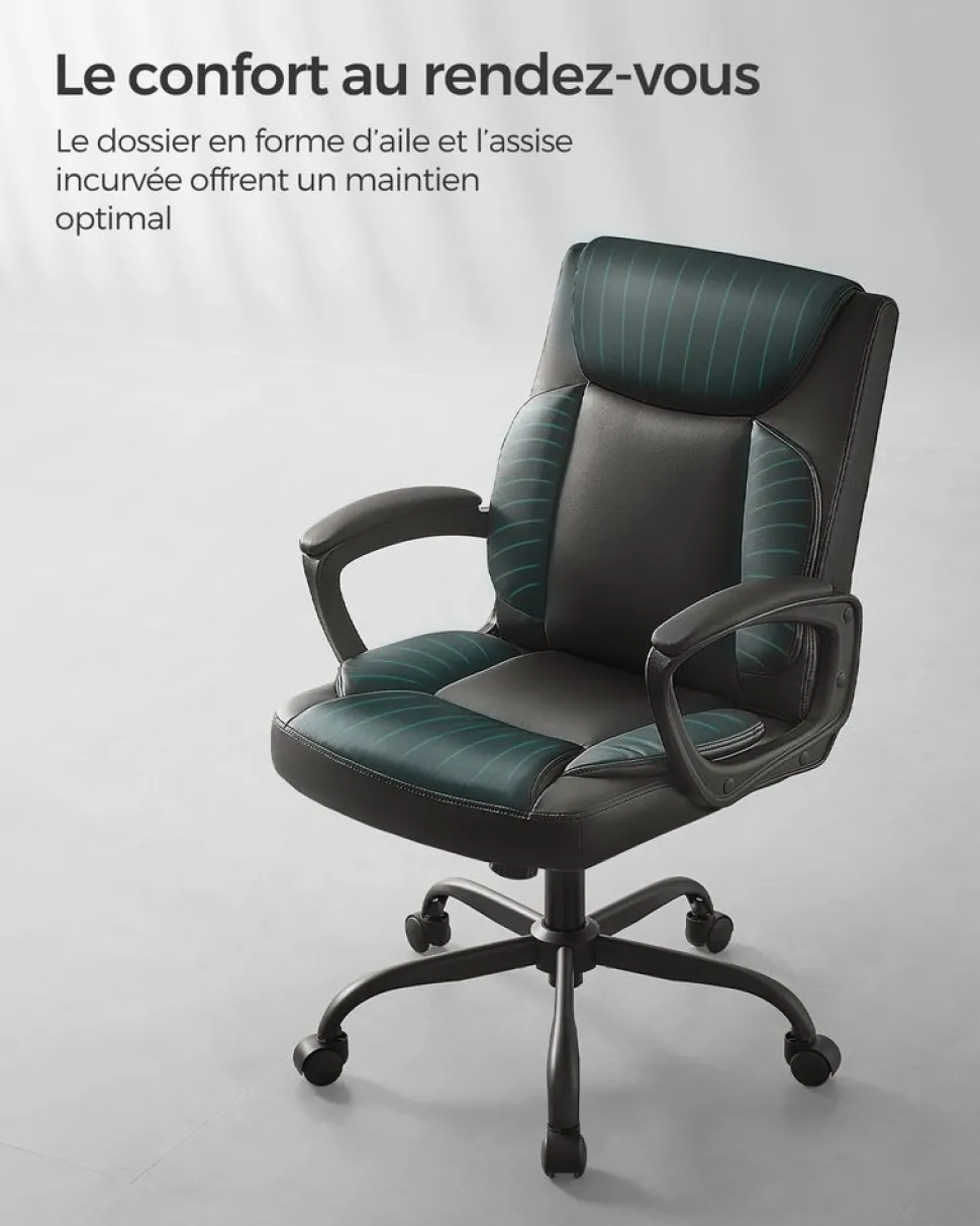 Online SONGMICS Chaise de bureau capacité de charge 150 kg noir d'encre