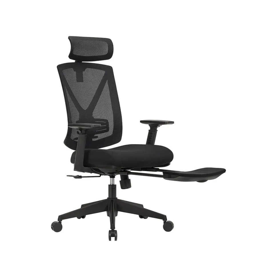 Shop SONGMICS Chaise de bureau ergonomique réglable en toile noir d'encre