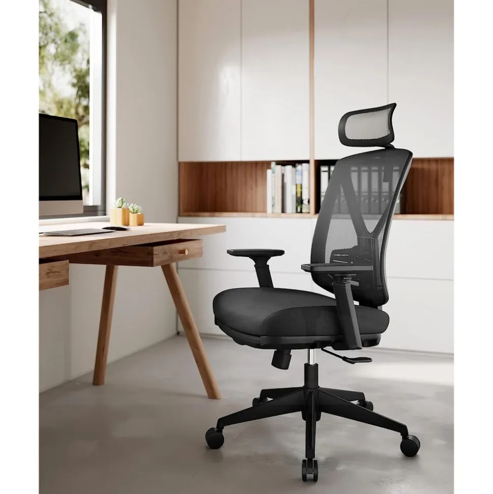 Shop SONGMICS Chaise de bureau ergonomique réglable en toile noir d'encre