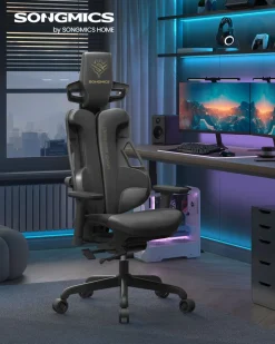 Best SONGMICS Chaise de bureau pivotante capacité 150 kg noir d'encre