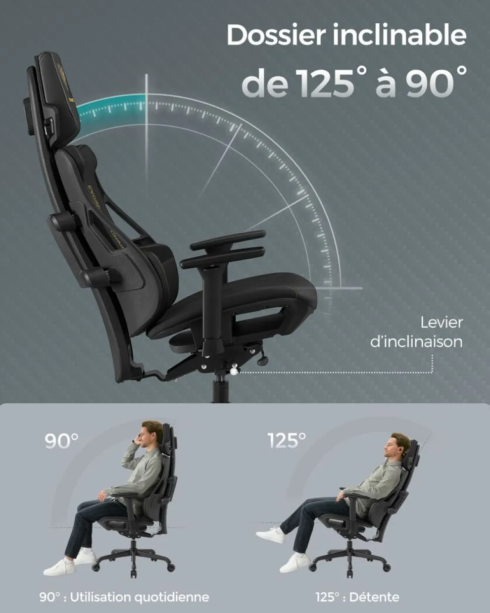 Best SONGMICS Chaise de bureau pivotante capacité 150 kg noir d'encre