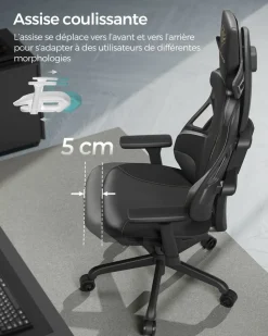 Best SONGMICS Chaise de bureau pivotante capacité 150 kg noir d'encre