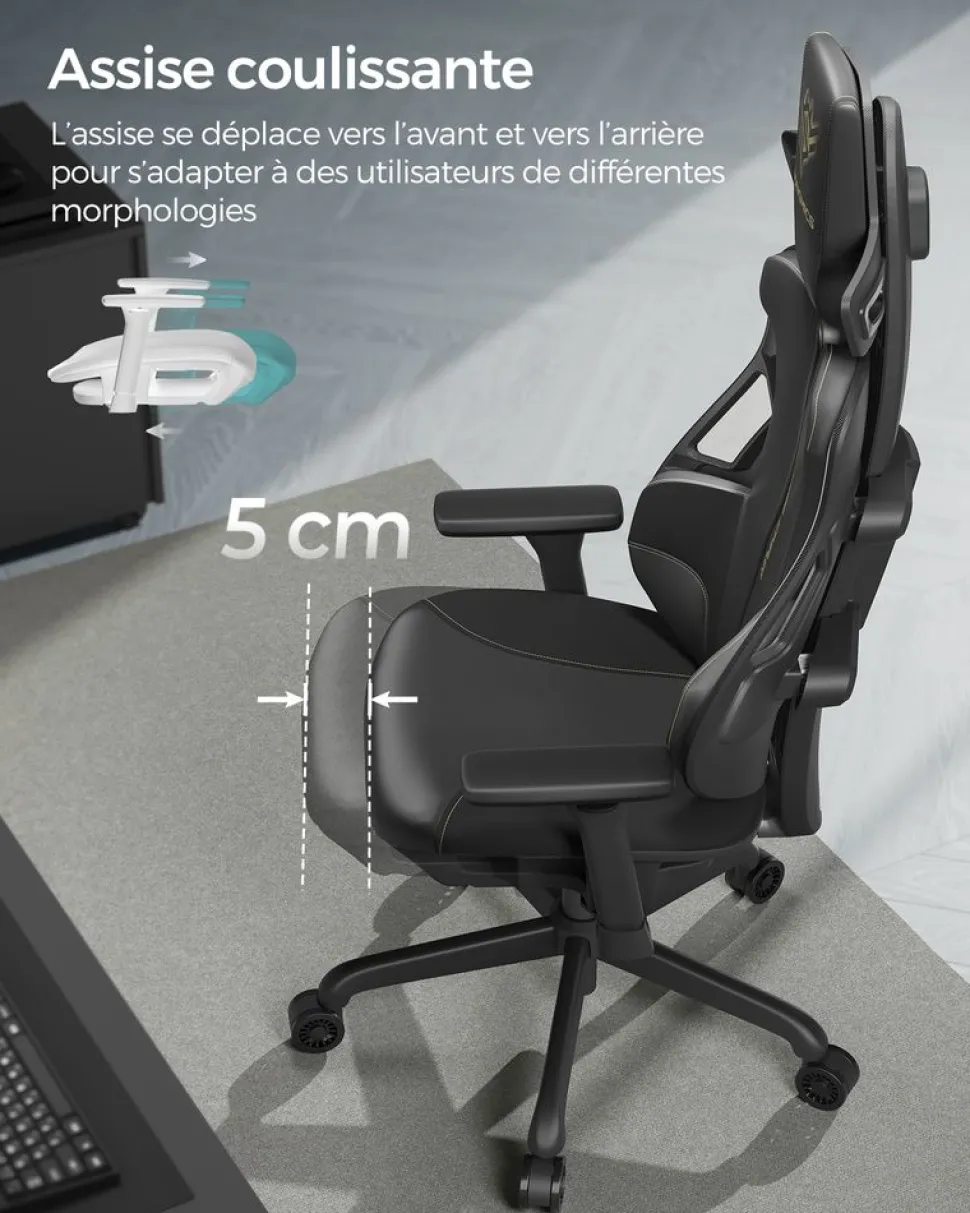 Best SONGMICS Chaise de bureau pivotante capacité 150 kg noir d'encre