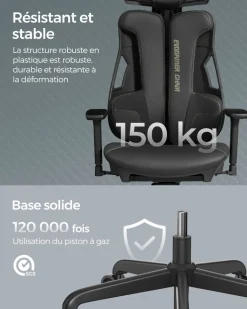 Best SONGMICS Chaise de bureau pivotante capacité 150 kg noir d'encre