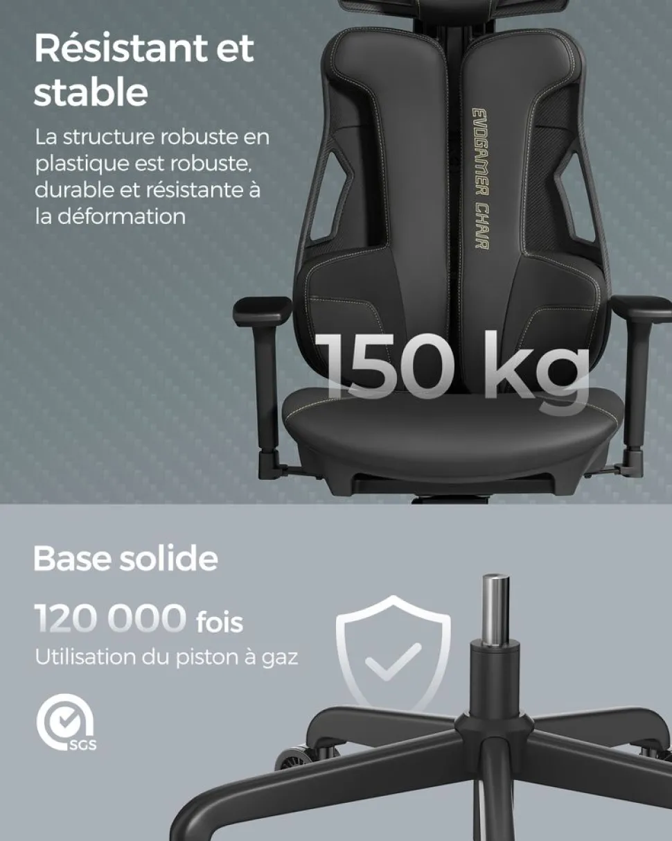 Best SONGMICS Chaise de bureau pivotante capacité 150 kg noir d'encre