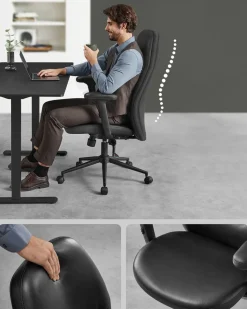 Hot SONGMICS Chaise de bureau pivotante tissu coton-lin rose bonbon