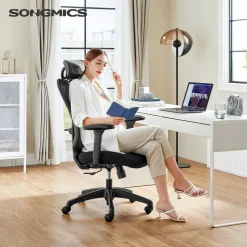 Cheap SONGMICS Chaise de bureau repose-pieds Noir