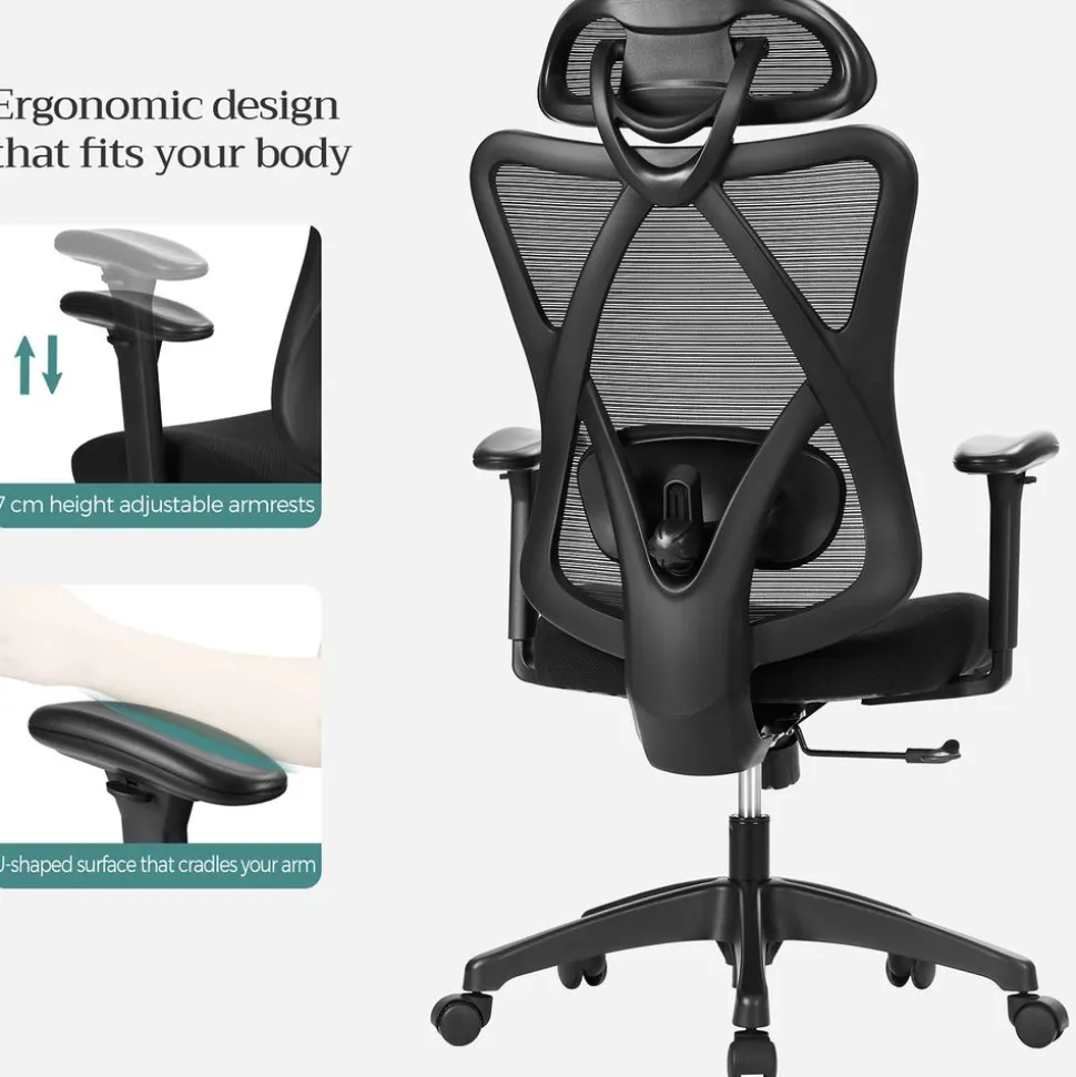 Cheap SONGMICS Chaise de bureau repose-pieds Noir