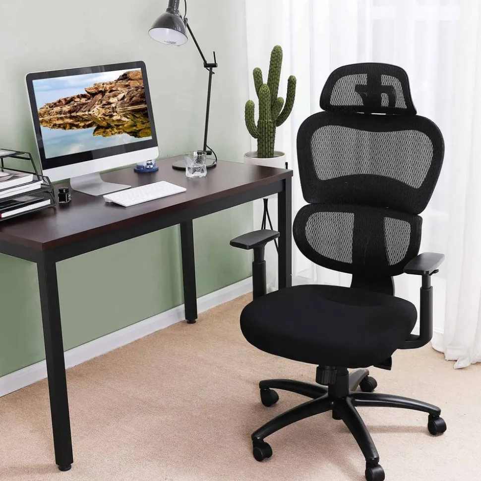 Clearance SONGMICS Chaise de bureau repose-pieds Blanc