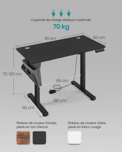 Clearance SONGMICS Chaise de bureau respirant Noir