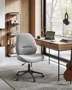 Best Sale SONGMICS Chaise de bureau tissu coton-lin gris tourterelle