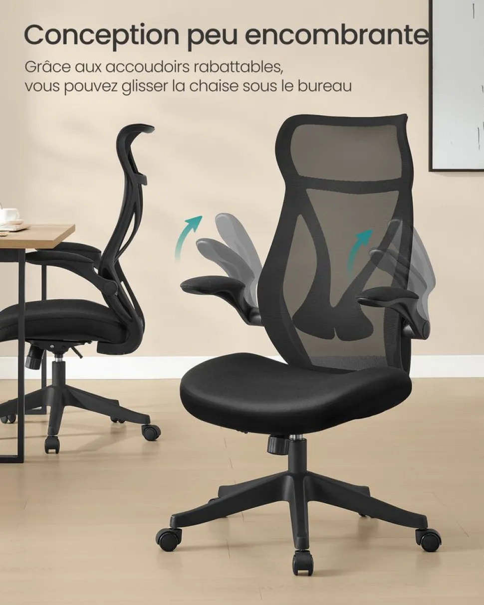 Discount SONGMICS Chaise de bureau tissu coton-lin gris tourterelle