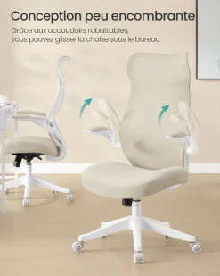 Discount SONGMICS Chaise de bureau tissu coton-lin gris tourterelle