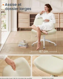 Discount SONGMICS Chaise de bureau tissu coton-lin rose bonbon