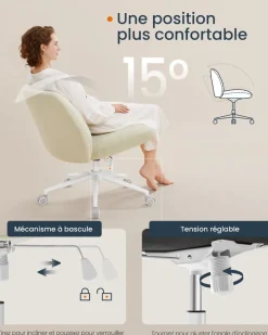 Discount SONGMICS Chaise de bureau tissu coton-lin rose bonbon