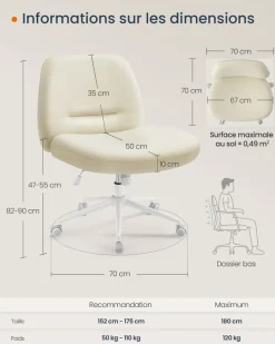 Discount SONGMICS Chaise de bureau tissu coton-lin rose bonbon