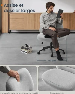 Discount SONGMICS Chaise de bureau tissu coton-lin rose bonbon