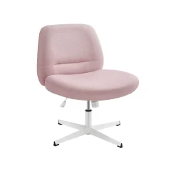 New SONGMICS Chaise de bureau tissu coton-lin blanc crème