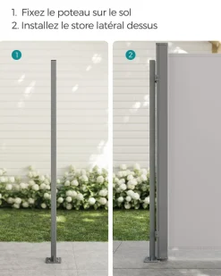 Store SONGMICS Chaise de plage bleu blanc