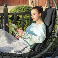 New SONGMICS Chaise de plage rouge Blanc