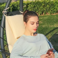 New SONGMICS Chaise de plage rouge Blanc