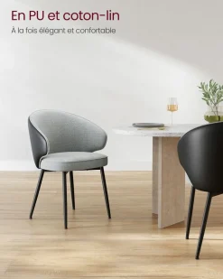 Fashion SONGMICS Chaise de salle à manger gris