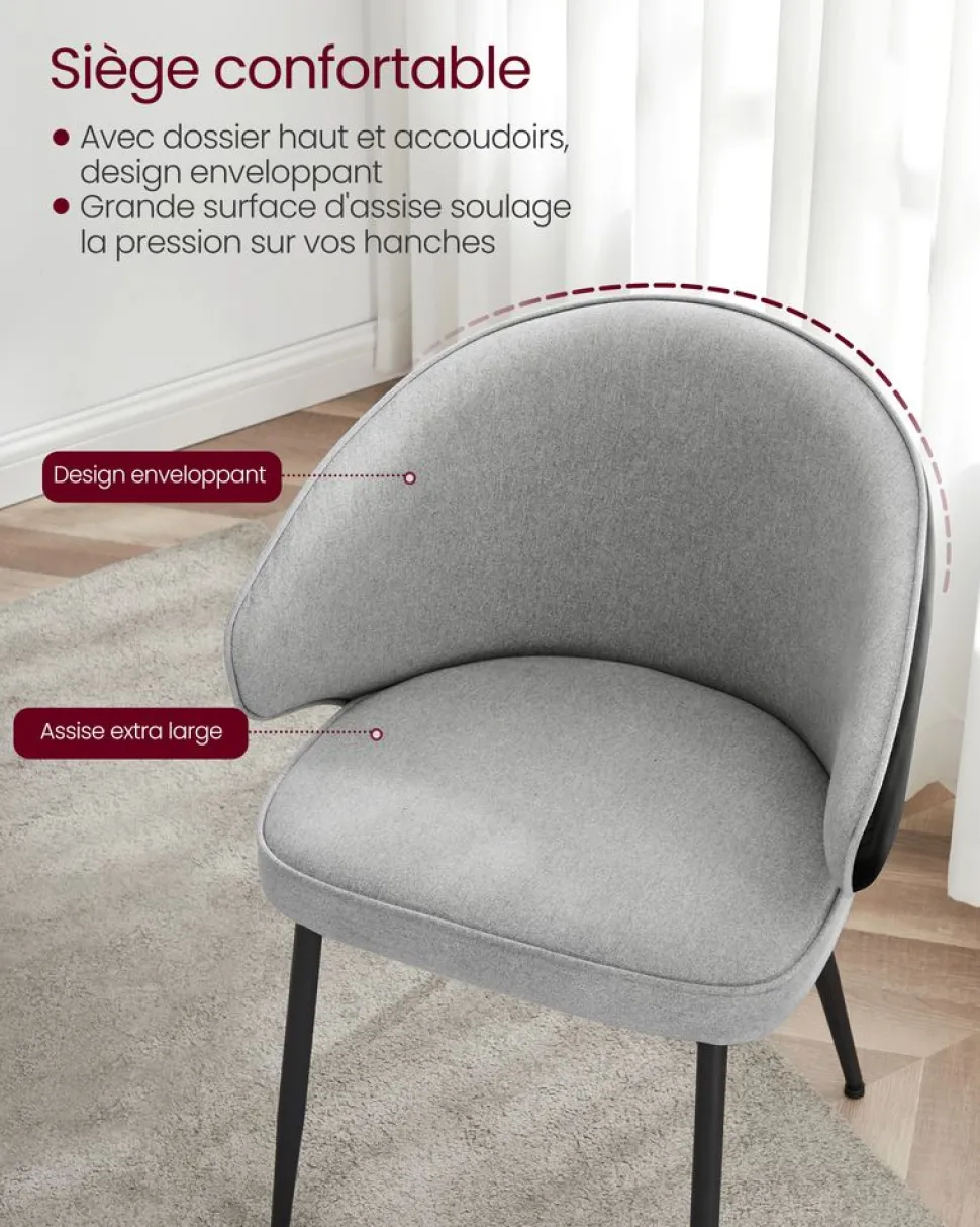 Fashion SONGMICS Chaise de salle à manger gris