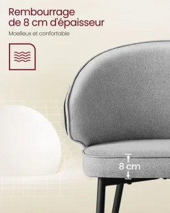 Fashion SONGMICS Chaise de salle à manger gris